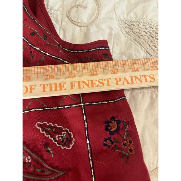 Vtg 90 Bobbie Brooks Woman PL Vest Floral Embroidered Patchwork Fairy Whimsigoth - Picture 15 of 16